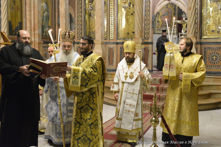 Metropolitan Hilarion of Volokolamsk celebrates Divine Liturgy at the Church of the Holy Sepulchre