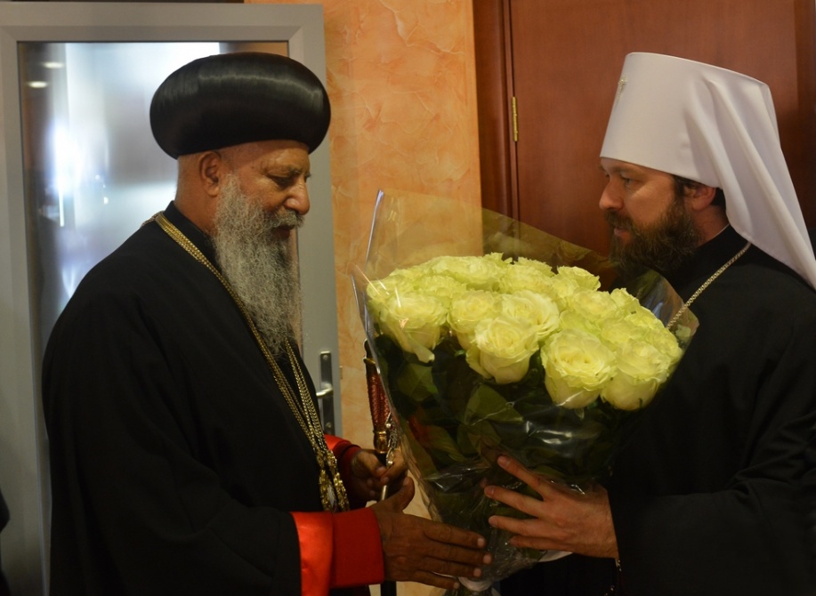 Head of Ethiopian Orthodox Tewahedo Church Abune Mathias was met by Metropolitan Hilarion of Volokolamsk