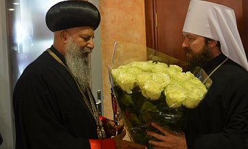 Head of Ethiopian Orthodox Tewahedo Church Abune Mathias was met by Metropolitan Hilarion of Volokolamsk