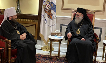 His Beatitude Patriarch John meets with the chairman of the Moscow Patriarchate Department for External Church Relations
