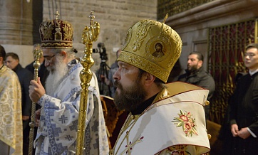 Metropolitan Hilarion of Volokolamsk celebrates Divine Liturgy at the Church of the Holy Sepulchre