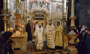 Metropolitan Hilarion of Volokolamsk celebrates Divine Liturgy at the Church of the Holy Sepulchre